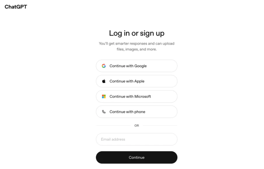进入ChatGPT注册页面：ChatGPT账号